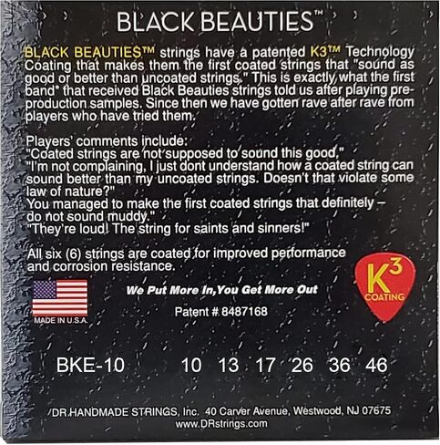 DR Strings Electric Guitar Strings, Black Beauties-Black Coated, 9-52 (BKE7-9) in Saudi Arabia