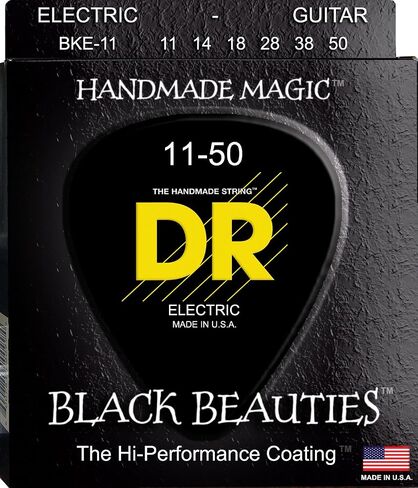 DR Strings Electric Guitar Strings, Black Beauties-Black Coated, 9-52 (BKE7-9) in Saudi Arabia