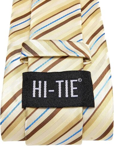 مجموعة ربطات عنق رجالية سوداء وفضية مخططة من Hi-Tie ومجموعة مربعة للجيب ربطات عنق رسمية من الحرير المنسوج الكلاسيكي لأعمال الزفاف in Kuwait