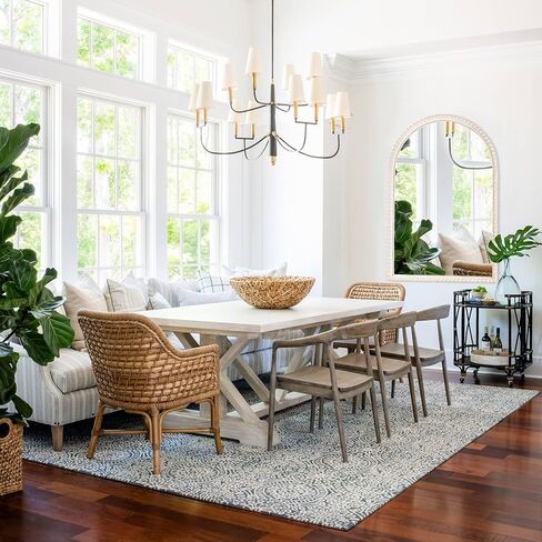 مرآة حائط على شكل قوس بإطار خشبي مقاس 60.96 سم × 91.44 سم مع خرزات خشبية بيضاء، مرآة حائط معلقة عصرية ريفية متعثرة للمدخل أو غرفة المعيشة أو ديكور المنزل لغرفة النوم in Kuwait