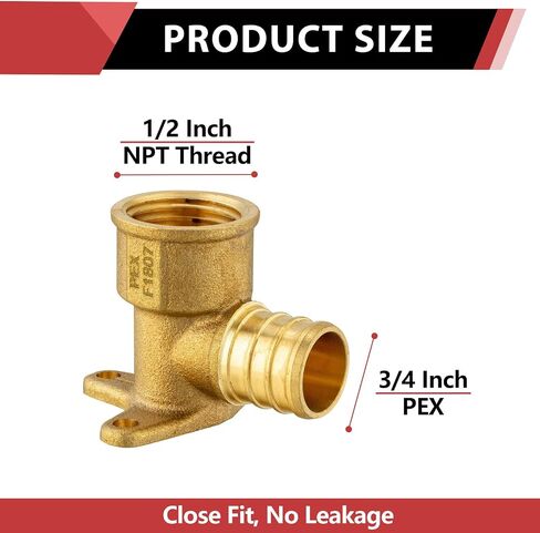 (عبوة من 4) تركيبات EFIELD Pex مقاس 1/2 بوصة × 1/2 بوصة أنثى NPT قطرة الأذن الكوع النحاسية in Kuwait