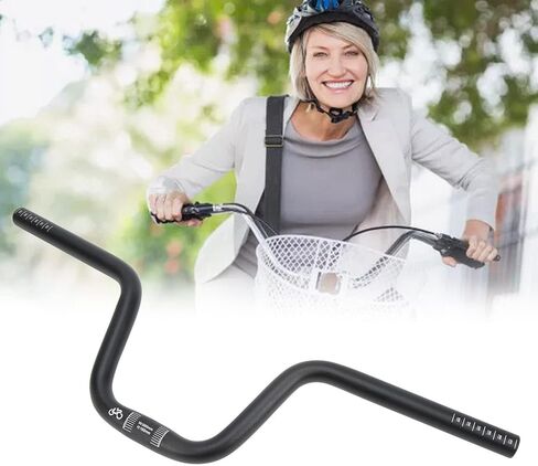 Handlebar, Aluminum Alloy High Strength Bike Riser Handlebar 25.4mm Diameter Black for Cycling(Lift 160mm / 6.3in) in Kuwait