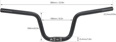 Handlebar, Aluminum Alloy High Strength Bike Riser Handlebar 25.4mm Diameter Black for Cycling(Lift 160mm / 6.3in) in Kuwait