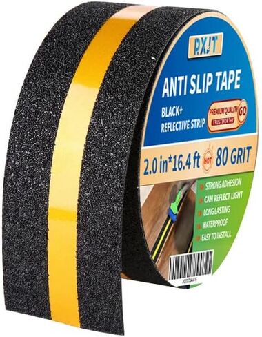Anti Slip Tape with Reflective Strip for Stairs| Skateboard Anti Slip| Grip Tape for Stairs| Stair treads Non Slip Tape| Non Skid Tape| Outdoor Waterproof |2in*16.4ft 80 grit in Saudi Arabia