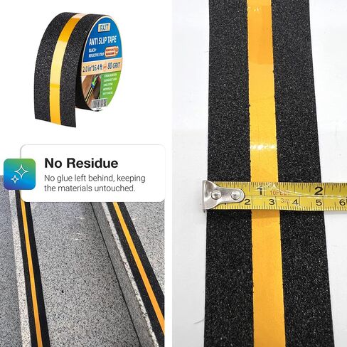 Anti Slip Tape with Reflective Strip for Stairs| Skateboard Anti Slip| Grip Tape for Stairs| Stair treads Non Slip Tape| Non Skid Tape| Outdoor Waterproof |2in*16.4ft 80 grit in Saudi Arabia