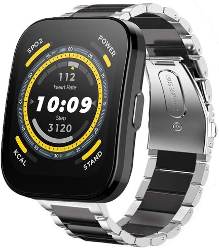 Compatible for Amazfit Bip 5 Band, Quick Release Stainless Steel Metal Replacement Straps Compatible for Amazfit Balance / Bip 5 / Cheetah Pro / Cheetah / GTR 47mm / GTR 2 / GTR 3 / GTR 3 Pro / GTR 4 / GTR 2e / Falcon / Stratos Smartwatch in Saudi Arabia