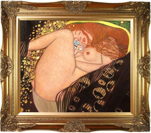 لوحة زيتية La Pastiche Danae (خط فاخر) لغوستاف كليمت، 20 بوصة × 24 بوصة، إطار ذهبي فيكتوري in Kuwait