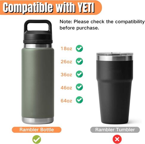 غطاء Chug لزجاجة YETI Rambler، غطاء بديل Chug متوافق مع ملحقات أجزاء زجاجات YETI 18/26/36/46/64 OZ Rambler، آمن للاستخدام في غسالة الأطباق in Kuwait