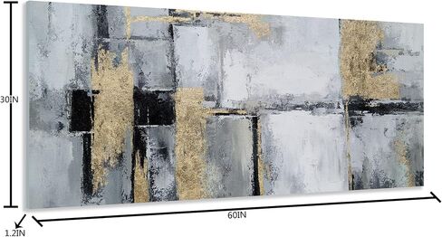 RFDEPOT ARTS Black and White Canvas Wall Art - Abstract Painting with Gold Foil Room Decor in Saudi Arabia
