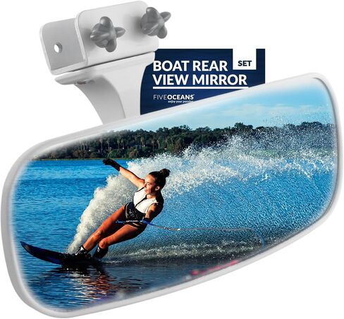 Five Oceans Boat Mirror, Boat Rear View Mirror, Ski Boat Mirror, Clamp-On, Convex Face Lens, Universal Mounting, 10 Inch x 4 Inch - FO3927 in Saudi Arabia