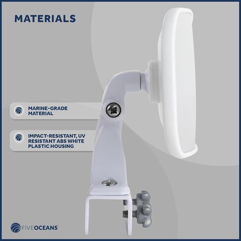 Five Oceans Boat Mirror, Boat Rear View Mirror, Ski Boat Mirror, Clamp-On, Convex Face Lens, Universal Mounting, 10 Inch x 4 Inch - FO3927 in Saudi Arabia