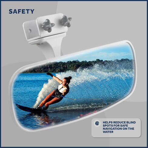 Five Oceans Boat Mirror, Boat Rear View Mirror, Ski Boat Mirror, Clamp-On, Convex Face Lens, Universal Mounting, 10 Inch x 4 Inch - FO3927 in Saudi Arabia