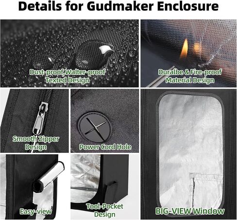 Gudmaker 3D Printer Enclosure, 29.5×25.6×21.6", Fireproof Dustproof Tent Constant Temperature Protective Cover for Creality Ender 3/Ender 3 Pro/Ender 3V2/Ender 3S1/Neo/Anycubic Elegoo in Saudi Arabia