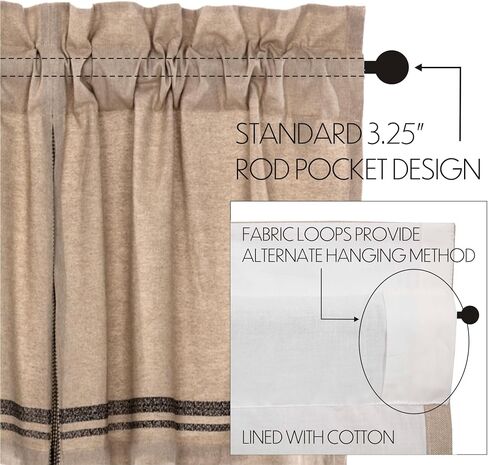 VHC Brands Sawyer Mill Chicken Nature Print Chambray Cotton Farmhouse Kitchen Curtains Rod Pocket Hanging Loops Inverted Pleats 20x60 Valance, Charcoal in Saudi Arabia