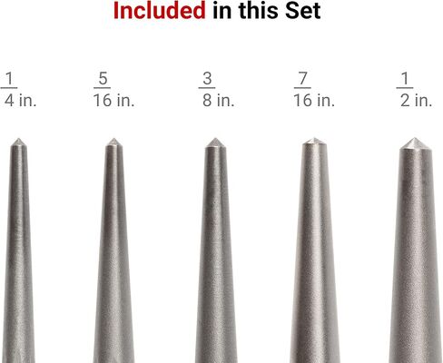 TEKTON Center Punch Set, 5-Piece (1/4-1/2 in.) | PNC95002 | Made in USA in Saudi Arabia