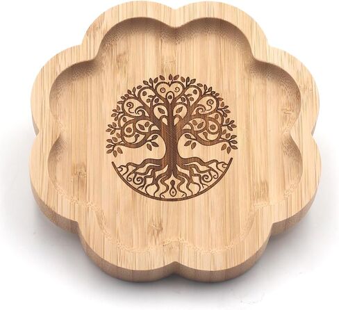 5.9 inchs Bamboo Offering Prayer Ritual Bowl Plate Great for Altar,Meditation,Incense Sticks,Candle,Crystal,Jewelry,Yoga Smudging Decoration(Tree of Life) in Saudi Arabia