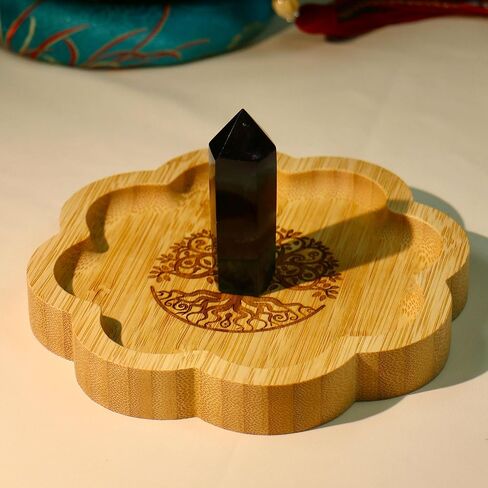 5.9 inchs Bamboo Offering Prayer Ritual Bowl Plate Great for Altar,Meditation,Incense Sticks,Candle,Crystal,Jewelry,Yoga Smudging Decoration(Tree of Life) in Saudi Arabia