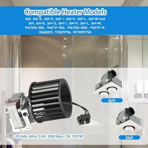 ترقية S97009796 استبدال مجموعة منفاخ محرك مروحة الحمام لسخانات لمبة بروان 162-E G J K L M & 164-E G J K L M، 97009796، S97009758، S97009796B منفاخ مروحة المحرك in Kuwait