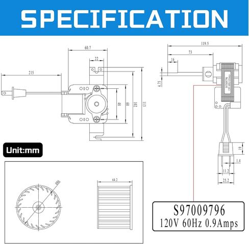 ترقية S97009796 استبدال مجموعة منفاخ محرك مروحة الحمام لسخانات لمبة بروان 162-E G J K L M & 164-E G J K L M، 97009796، S97009758، S97009796B منفاخ مروحة المحرك in Kuwait