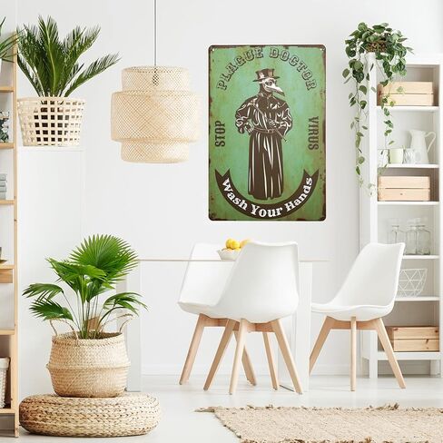 اغسل يديك علامة خمر معدنية القصدير علامات الطاعون الطبيب الرجعية علامات علامات الحمام مضحك لديكور المزرعة / ديكور بار مقهى / ديكور المرحاض / ديكور الحمام 8x12 بوصة in Kuwait