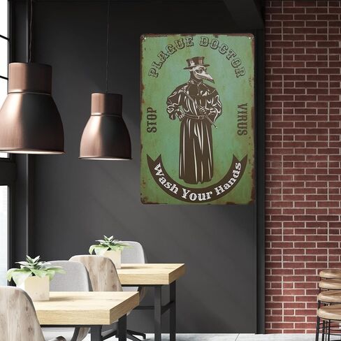 اغسل يديك علامة خمر معدنية القصدير علامات الطاعون الطبيب الرجعية علامات علامات الحمام مضحك لديكور المزرعة / ديكور بار مقهى / ديكور المرحاض / ديكور الحمام 8x12 بوصة in Kuwait