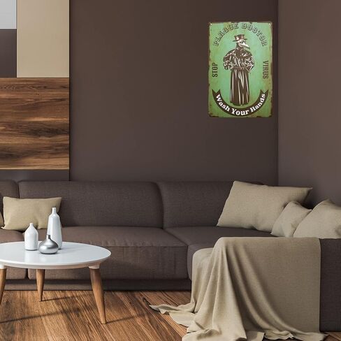 اغسل يديك علامة خمر معدنية القصدير علامات الطاعون الطبيب الرجعية علامات علامات الحمام مضحك لديكور المزرعة / ديكور بار مقهى / ديكور المرحاض / ديكور الحمام 8x12 بوصة in Kuwait