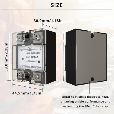 Single Phase Solid State Relay Module SSR-100DD,Control 3-32V DC Load 5-220V DC,SSR Series Solid State Relays in Saudi Arabia