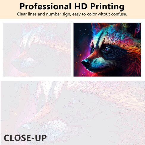 TUMOVO Animals Paint by Number for Adults, Fantasy Abstract Raccoon Paint by Numbers, Abstraction Art DIY Oil Painting on Canvas with Brushes and Pigment, 16x20 Inch, Frameless in Saudi Arabia