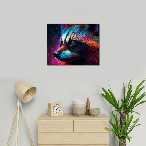 TUMOVO Animals Paint by Number for Adults, Fantasy Abstract Raccoon Paint by Numbers, Abstraction Art DIY Oil Painting on Canvas with Brushes and Pigment, 16x20 Inch, Frameless in Saudi Arabia