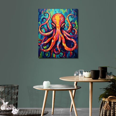 TUMOVO Abstract Paint by Numbers for Adults Beginner Colorful Octopus DIY Oil Hand Painting with Brushes Animals Adult Paint by Number Kits Art Crafts for Home 16"x20"(Frameless) in Saudi Arabia