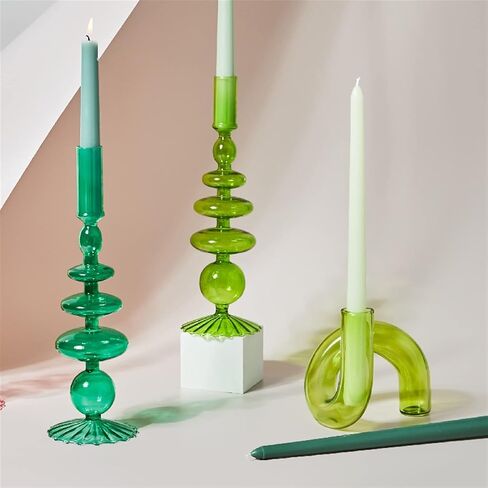 Christmas Candle Holder Taper Candle Holders Candlesticks Holders Retro Glass Classic Craft Candlesticks Holders for Wedding Decorations Glass Candle Holder (Color : Orange) in Saudi Arabia