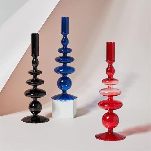 Christmas Candle Holder Taper Candle Holders Candlesticks Holders Retro Glass Classic Craft Candlesticks Holders for Wedding Decorations Glass Candle Holder (Color : Orange) in Saudi Arabia