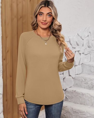 Ficerd 3 Pack Womens Long Sleeve Sweatshirt, Crewneck Loose Fit Casual Tunic Tops, Fall Winter Solid Basic Pullover in Saudi Arabia