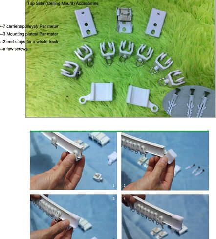 Bendable Plastic Metal Alloy Rod Flexible Window Curtain Track Poles Ceiling Mounting (300cm Ceiling Mount) in Saudi Arabia