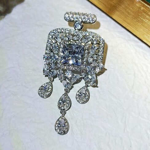 مذهلة واضحة مكعب الزركون عطر زجاجة دبوس بروش مع شرابة قطرة المسيل للدموع in Kuwait