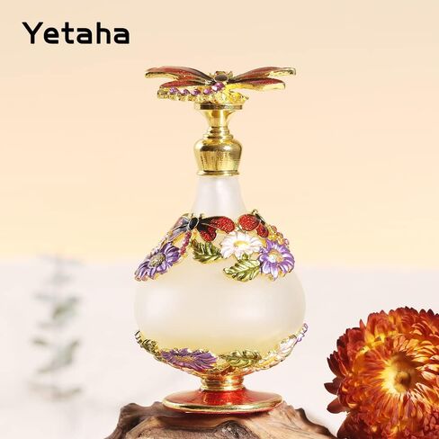Yetaha ريترو كريستال زجاجة عطر، فراشة زجاجة الزخرفية الزجاج متجمد تصميم زجاجة إعادة الملء زجاجة رذاذ رائحة للزيوت الأساسية غرفة المعيشة ديكور غرفة نوم هدية عيد ميلاد عطلة (25ml، أحمر) in Kuwait