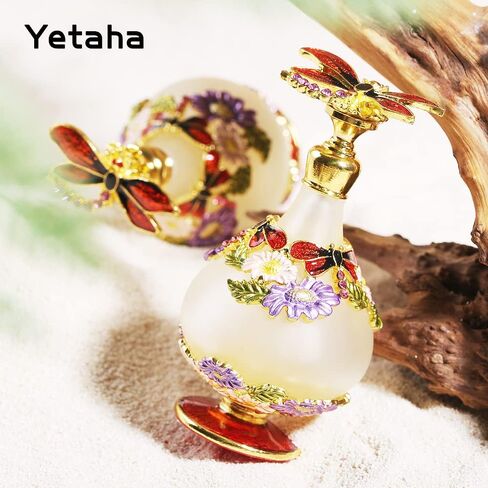 Yetaha ريترو كريستال زجاجة عطر، فراشة زجاجة الزخرفية الزجاج متجمد تصميم زجاجة إعادة الملء زجاجة رذاذ رائحة للزيوت الأساسية غرفة المعيشة ديكور غرفة نوم هدية عيد ميلاد عطلة (25ml، أحمر) in Kuwait
