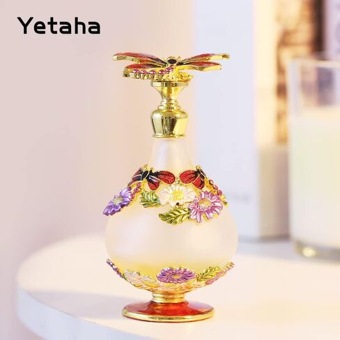 Yetaha ريترو كريستال زجاجة عطر، فراشة زجاجة الزخرفية الزجاج متجمد تصميم زجاجة إعادة الملء زجاجة رذاذ رائحة للزيوت الأساسية غرفة المعيشة ديكور غرفة نوم هدية عيد ميلاد عطلة (25ml، أحمر) in Kuwait