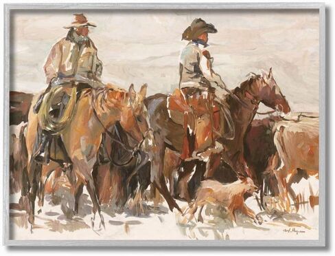 Stupell Industries Cowboys And Horses Farm Western Painting, 11x14 in Saudi Arabia
