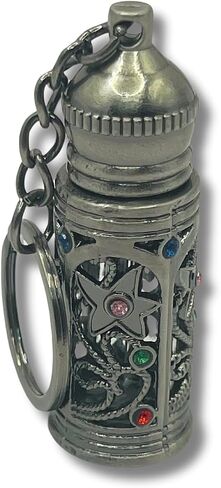 Refillable Glass Anointing Oil Keychain Bottle 5ml - Portable Essential Oils & Travel Size Container with Applicator for Anointing Oil, Church Gifts (Silver) in Saudi Arabia