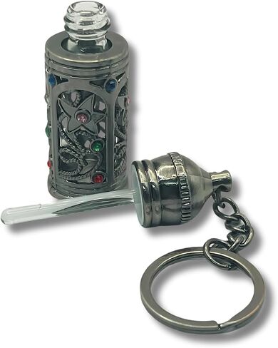 Refillable Glass Anointing Oil Keychain Bottle 5ml - Portable Essential Oils & Travel Size Container with Applicator for Anointing Oil, Church Gifts (Silver) in Saudi Arabia