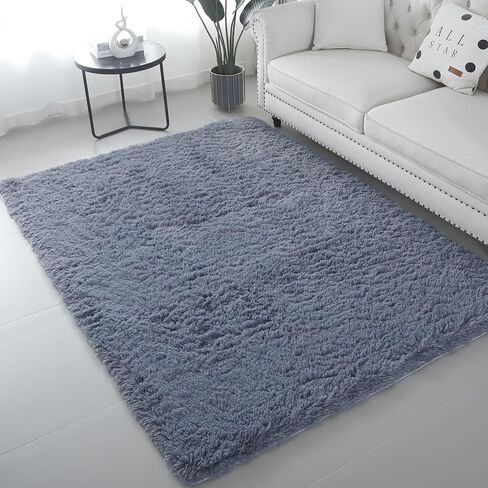 Luxury Fluffy Area Rugs, Super Soft Shaggy 4x6 Feet Rug for Bedroom Living Room, Upgrade Anti-Skid Durable Tie-Dyed Indoor Grey Carpets in Saudi Arabia