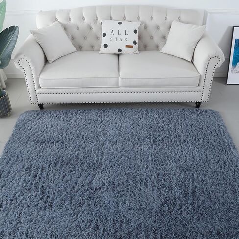 Luxury Fluffy Area Rugs, Super Soft Shaggy 4x6 Feet Rug for Bedroom Living Room, Upgrade Anti-Skid Durable Tie-Dyed Indoor Grey Carpets in Saudi Arabia