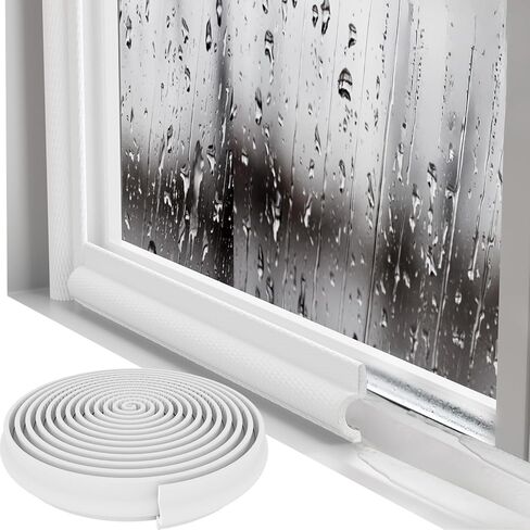 Window Draft Stopper for Window Sill, Weather Stripping Window Seal Strip, Self Adhesive Window Gap Sealing Strip, PU Foam Soundproof Insulation Tape for Doors and Windows (White,23Ft) in Kuwait
