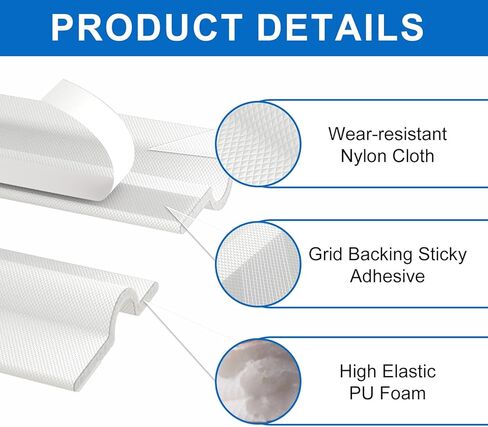 Window Draft Stopper for Window Sill, Weather Stripping Window Seal Strip, Self Adhesive Window Gap Sealing Strip, PU Foam Soundproof Insulation Tape for Doors and Windows (White,23Ft) in Kuwait