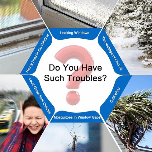 Window Draft Stopper for Window Sill, Weather Stripping Window Seal Strip, Self Adhesive Window Gap Sealing Strip, PU Foam Soundproof Insulation Tape for Doors and Windows (White,23Ft) in Kuwait