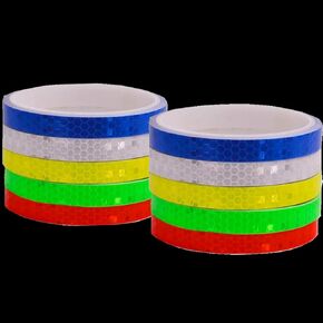 Reflective Tape, 10 roll Safety Reflective Warning Stickers for Outdoor Bicycle Car Motorcycle Decoration, Waterproof Bike Reflector Tape 5 Colors 26FT/Roll 1CM