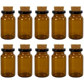 8ml Brown Empty Mini Glass Wish Bottles with Cork Small Brown Glass Vials Cork Amber Glass Vials-50 Pack