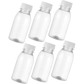 Zerodeko 6pcs Milk Bottle Clear Drink Bottles with Caps Milk Storage Bottle Refrigerator Small Bottles with Lids Cookie Jar Reusable Juice Bottles Leakproof Child Jar The Pet