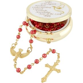Needzo Spirit of The Lord Confirmation Rosary with Case, 18 Inch
